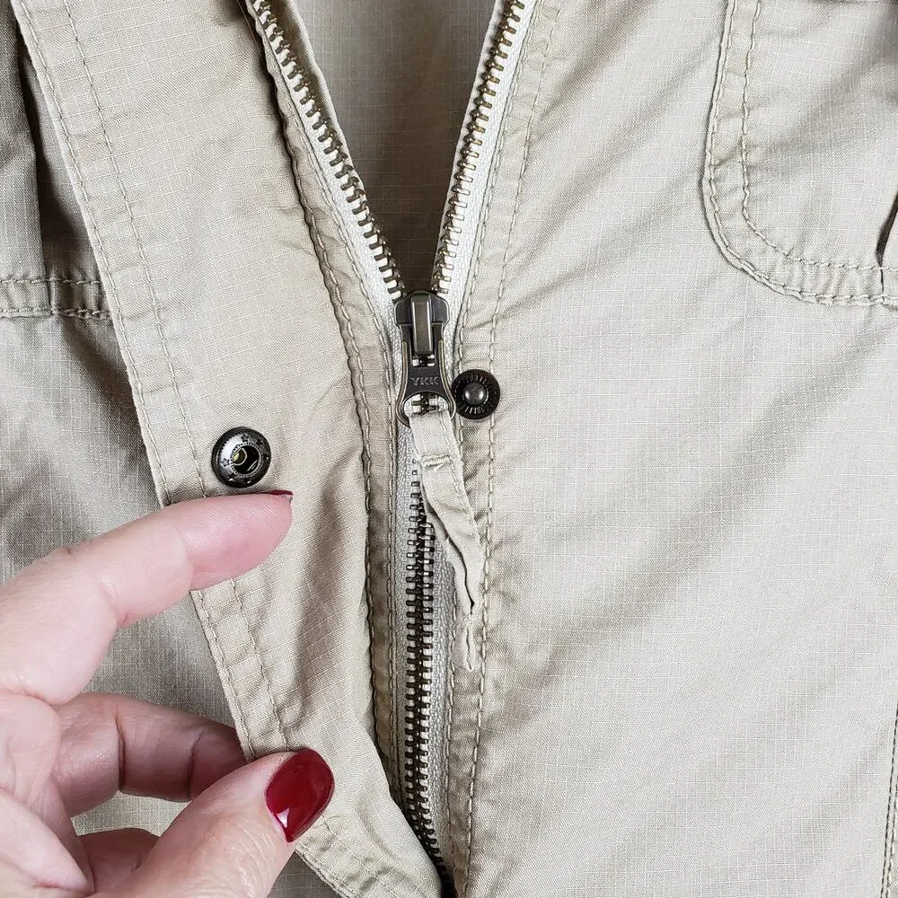 Eddie Bauer Men's L‎ Utility Jacket Beige Tan Utilitarian Gorpcore Lightweight